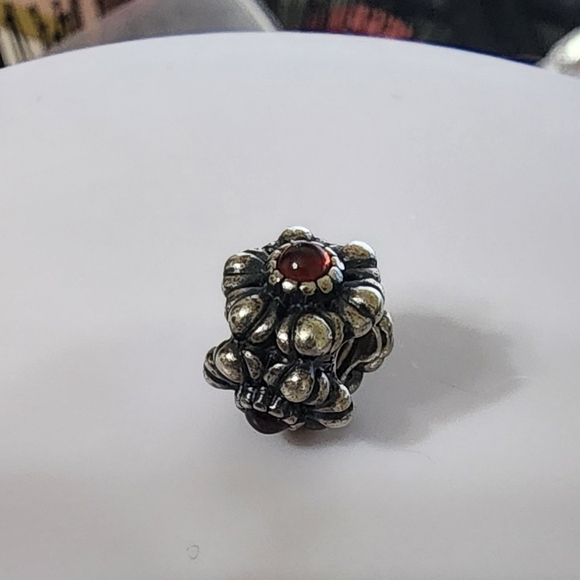 Pandora Birthday Blooms Charm "July - Carnelian"  retired - Picture 2 of 7